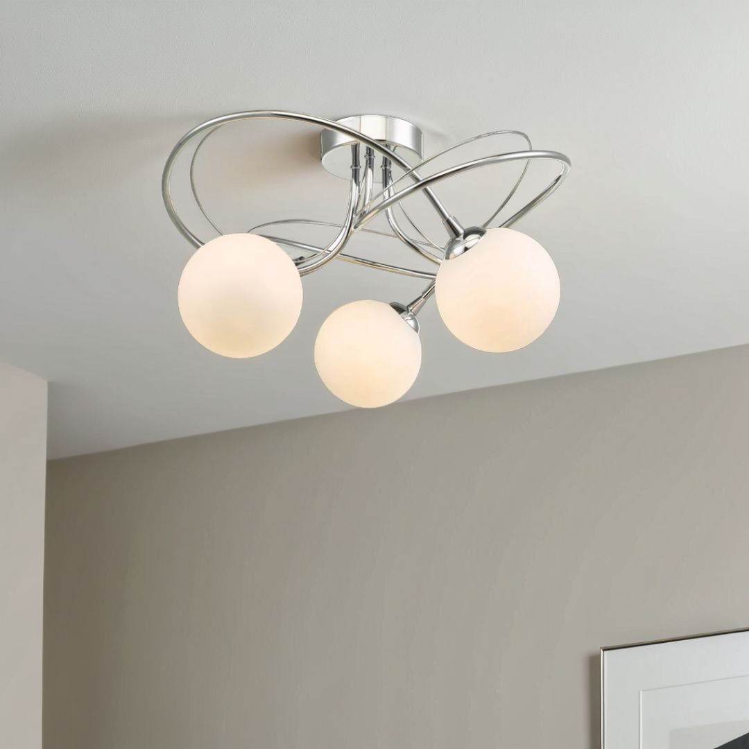 Pagazzi Lighting   Violet 3-Light Polished Chrome Semi-Flush Ceiling Light , BrandAlley