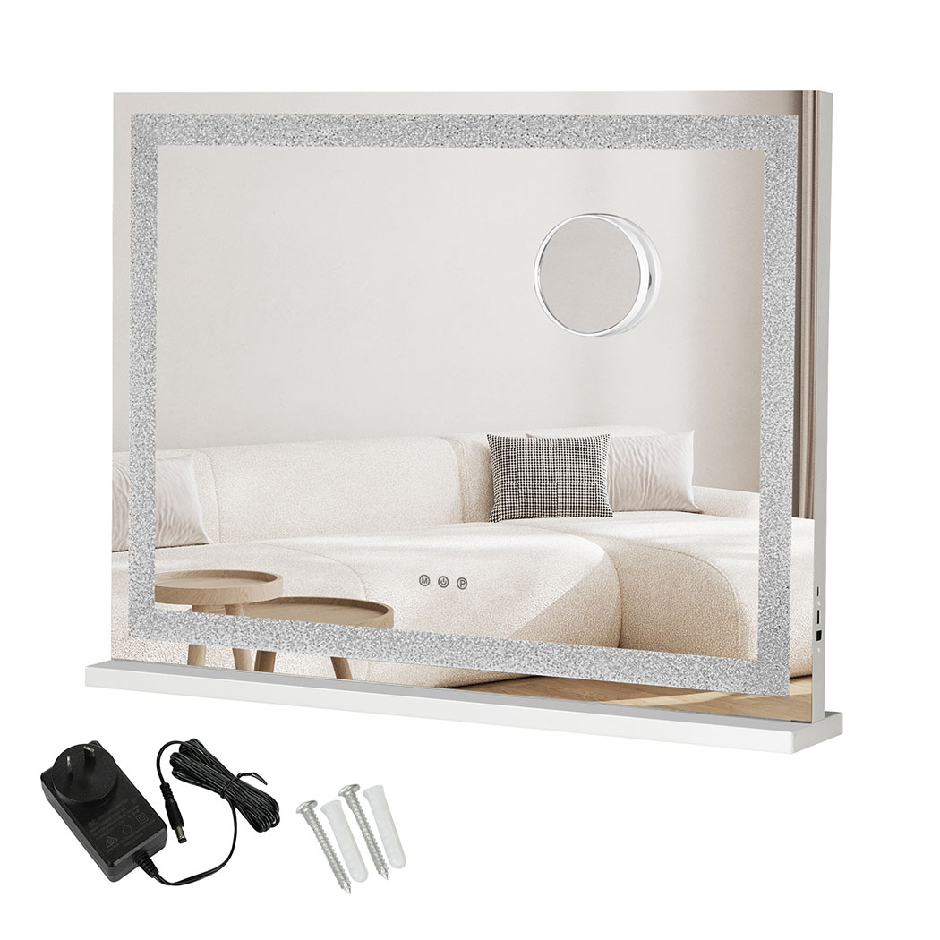 Emitto   Tabletop Touch Crystal Vanity Mirror Makeup USB LED Medium 58x48cm in Size Medium, BrandAlley