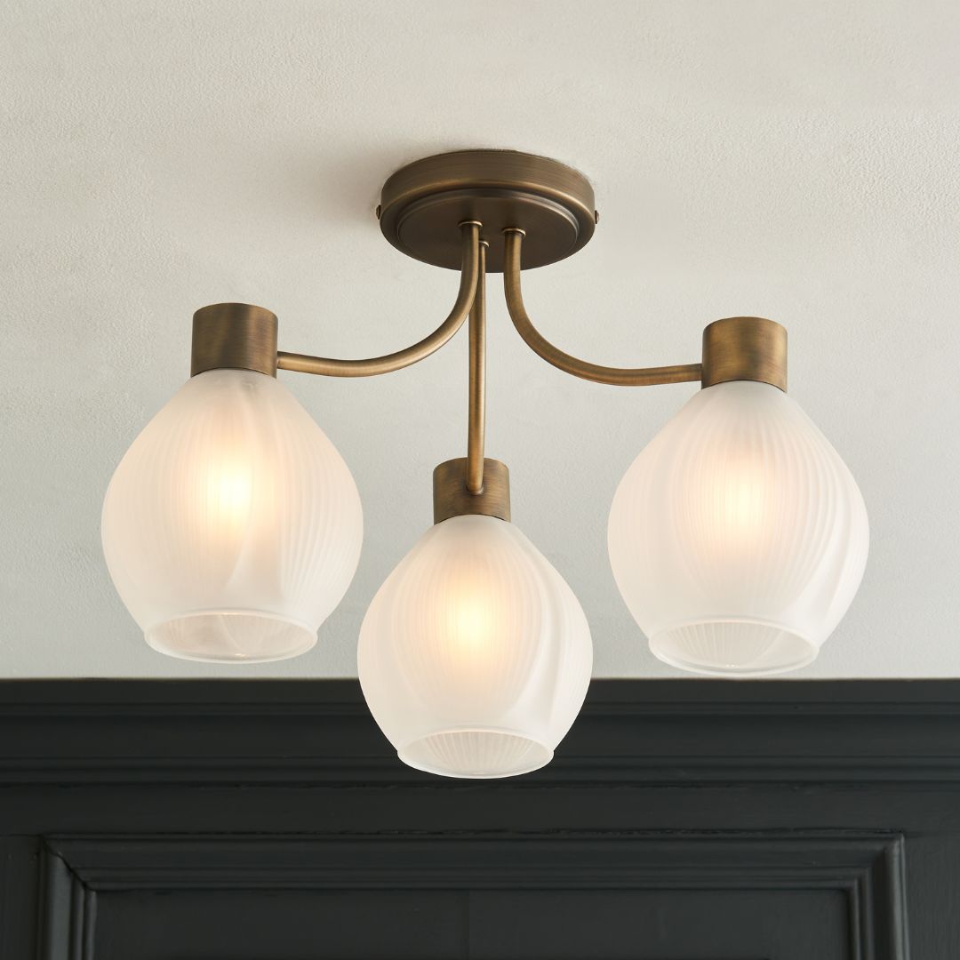 Pagazzi Lighting   Hamilton 3 Light Antique Brass Semi Flush Ceiling Light , BrandAlley