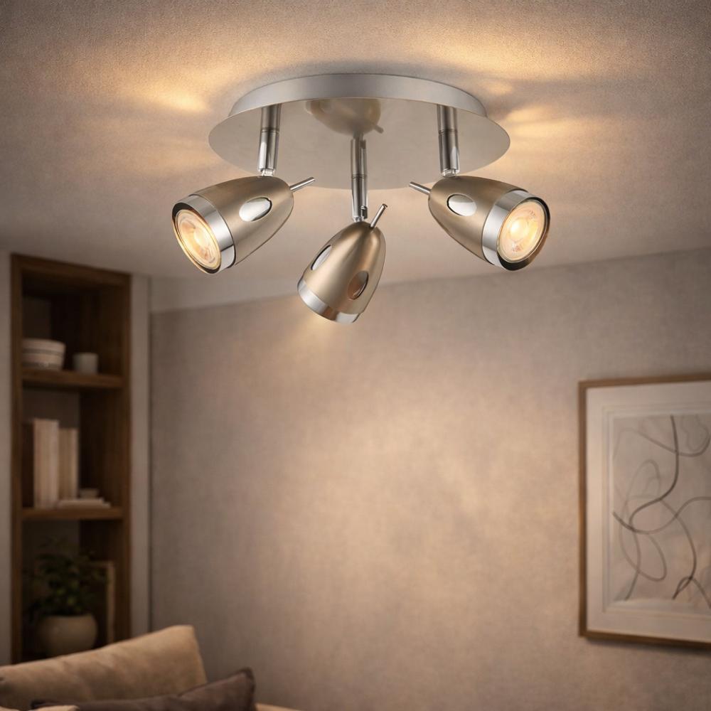 Pagazzi Lighting   Lottie 3 Light Satin Nickel Ceiling Spotlight Plate , BrandAlley