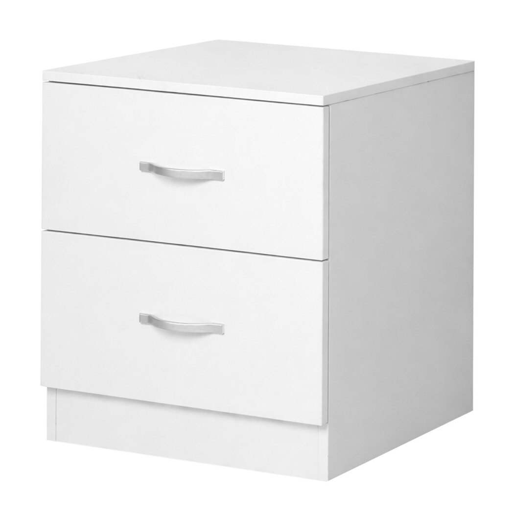 Levede    White Bedside Table With 2 Drawer Metal Handles Runners Bedroom Cabinet , BrandAlley