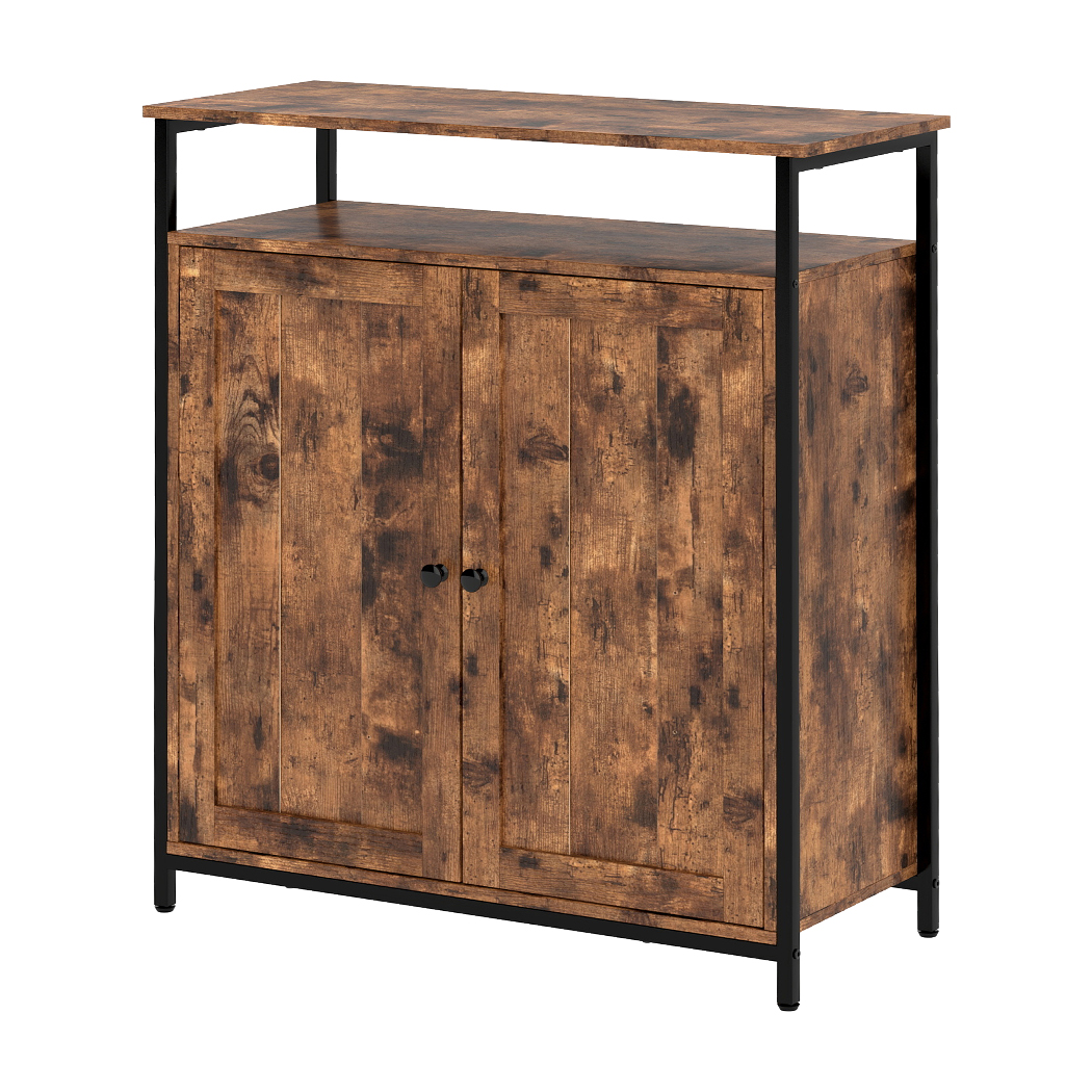 Levede    Brown Storage Cabinet Walnut 2 Doors Sideboard Adjustable Industrial Style , BrandAlley