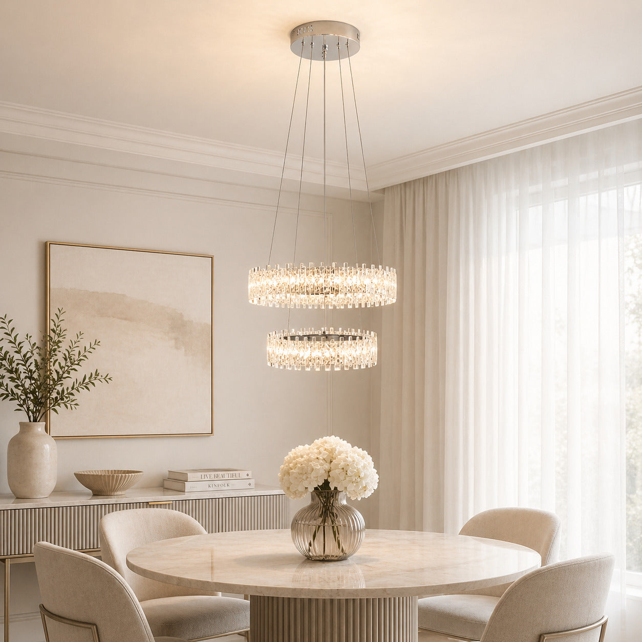 Pagazzi Lighting    Silver Ana Led Chrome Tiered Pendant Ceiling Light , BrandAlley