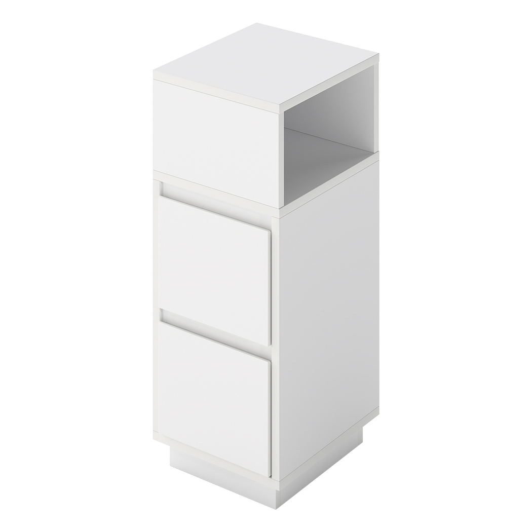 Levede    White Slim Bedside Table Storage Nightstand With 2 Drawers & Open Shelf , BrandAlley