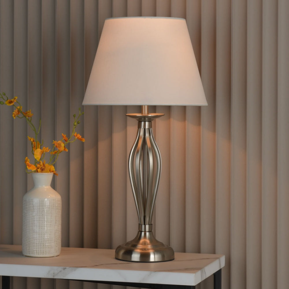 Pagazzi Lighting    Silver Miranda Satin Chrome Table Lamp , BrandAlley