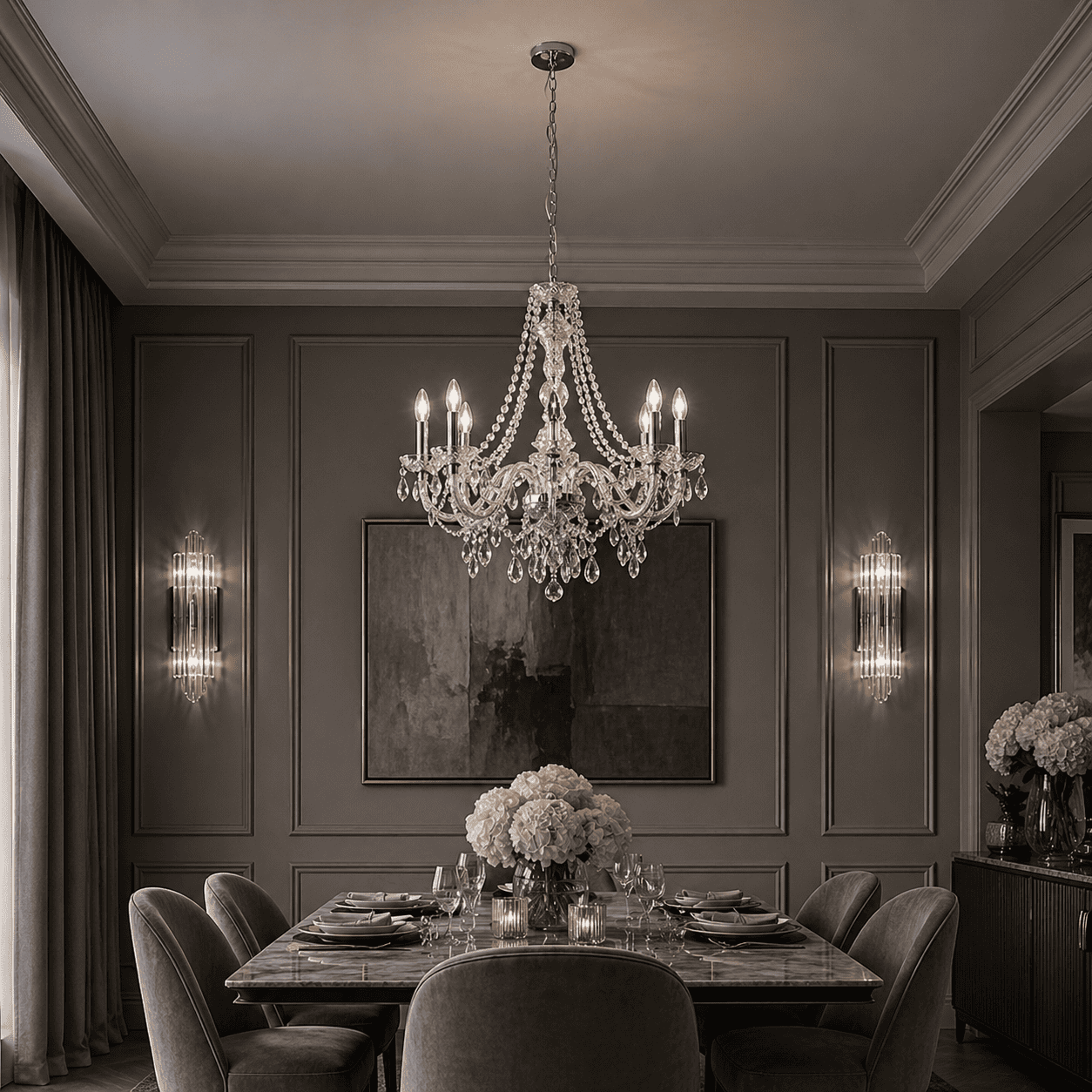 Pagazzi Lighting   Vivienne 8 Light Chrome & Clear Chandelier Ceiling Pendant , BrandAlley