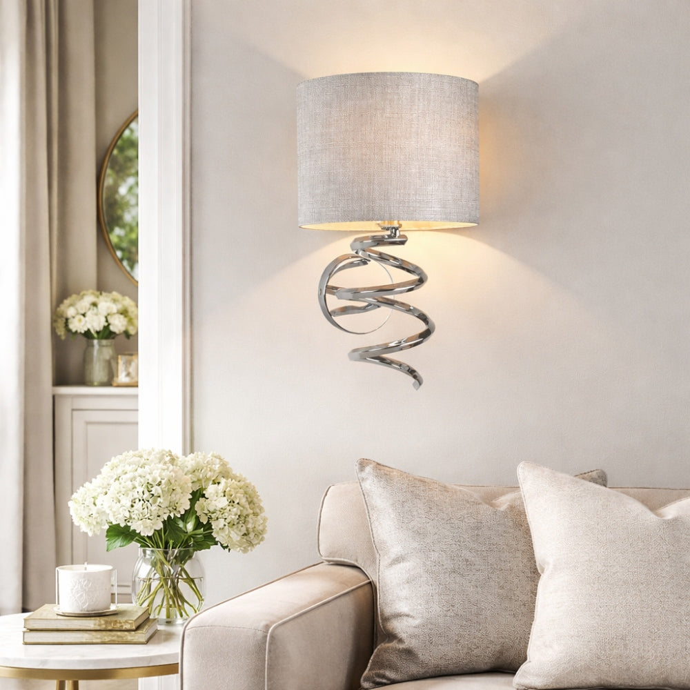 Pagazzi Lighting   Kasi 1 Light Polished Chrome Wall Light with Grey Shade , BrandAlley