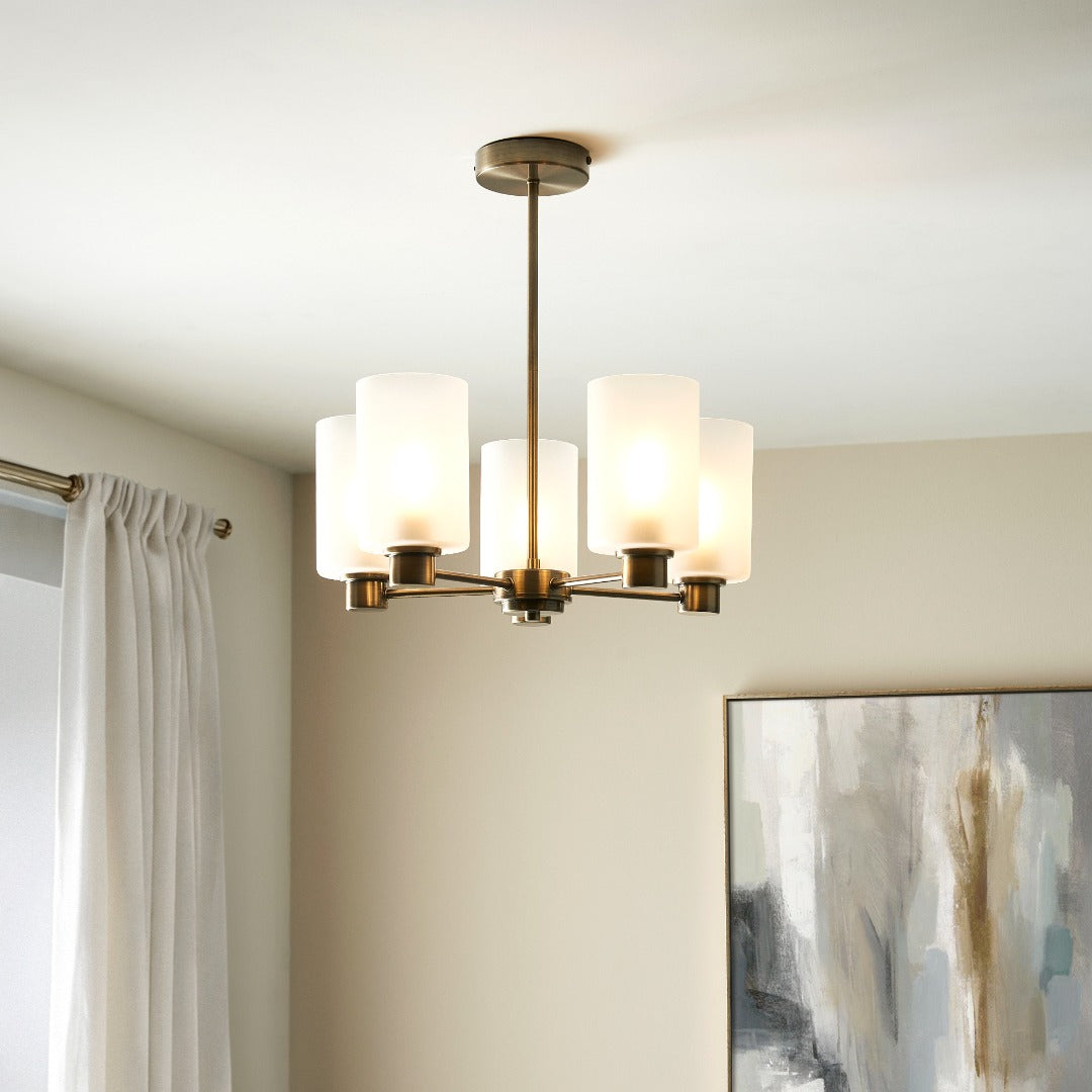 Pagazzi Lighting   Kingsholm 5-Light Antique Brass Semi-Flush Ceiling Light , BrandAlley