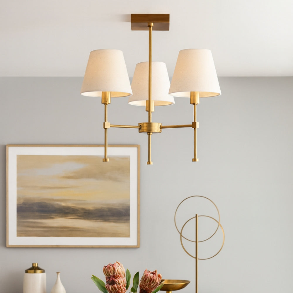 Pagazzi Lighting   Taliah 3-Light Antique Brass Semi-Flush Ceiling Light , BrandAlley