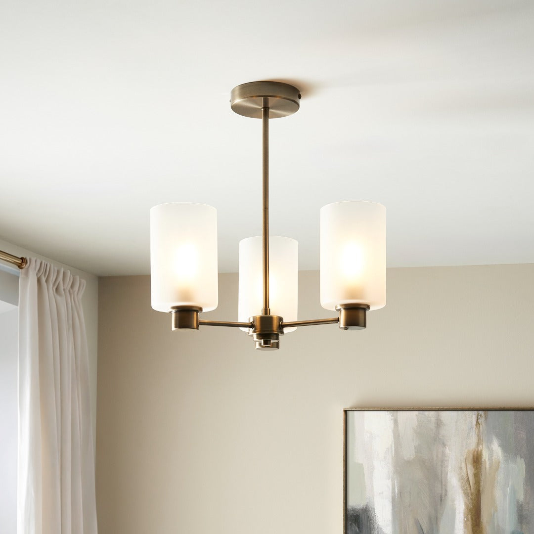 Pagazzi Lighting   Kingsholm 3-Light Antique Brass Semi-Flush Ceiling Light , BrandAlley