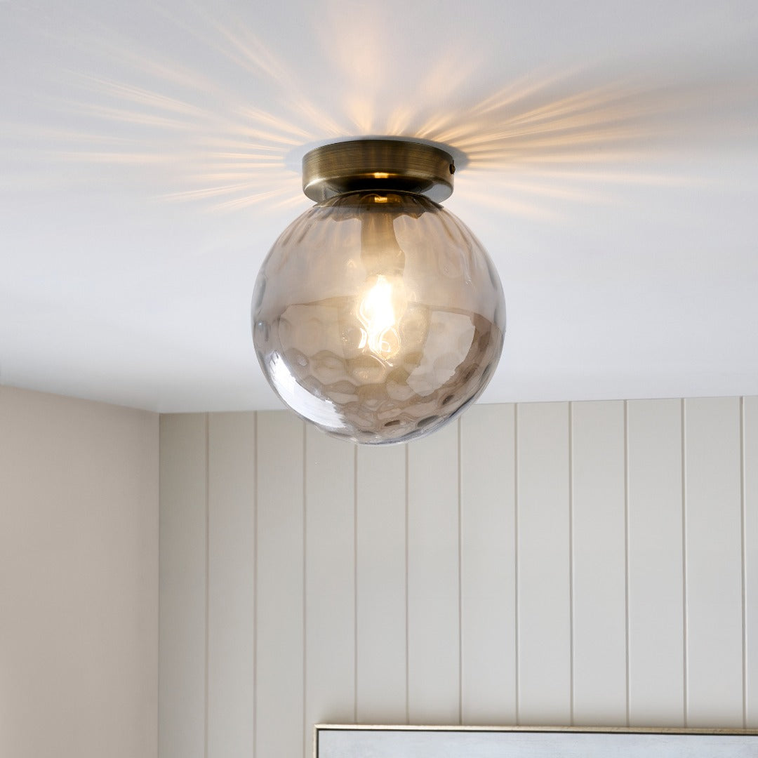Pagazzi Lighting   Tamara Antique Brass Flush Ceiling Light , BrandAlley