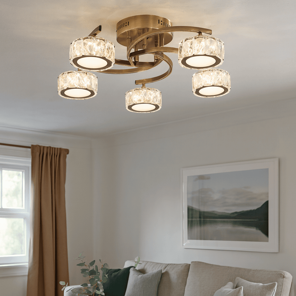 Pagazzi Lighting   Dilan 5 Light Antique Brass LED Semi Flush Ceiling Light , BrandAlley