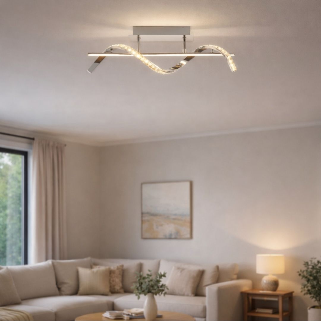 Pagazzi Lighting    Silver Hyde Chrome And Crystal Semi-Flush Led Ceiling Light , BrandAlley