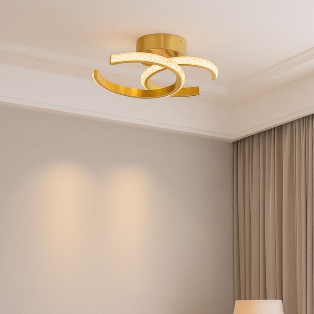 Pagazzi Lighting    Gold Veloria Satin Brass Led Flush Ceiling Light , BrandAlley