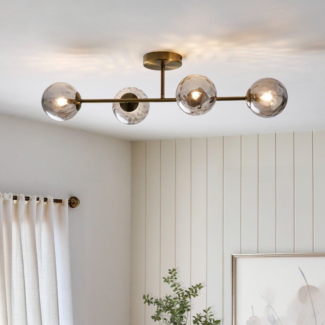 Pagazzi Lighting   Tamara 4-Light Antique Brass Semi-Flush Ceiling Light , BrandAlley