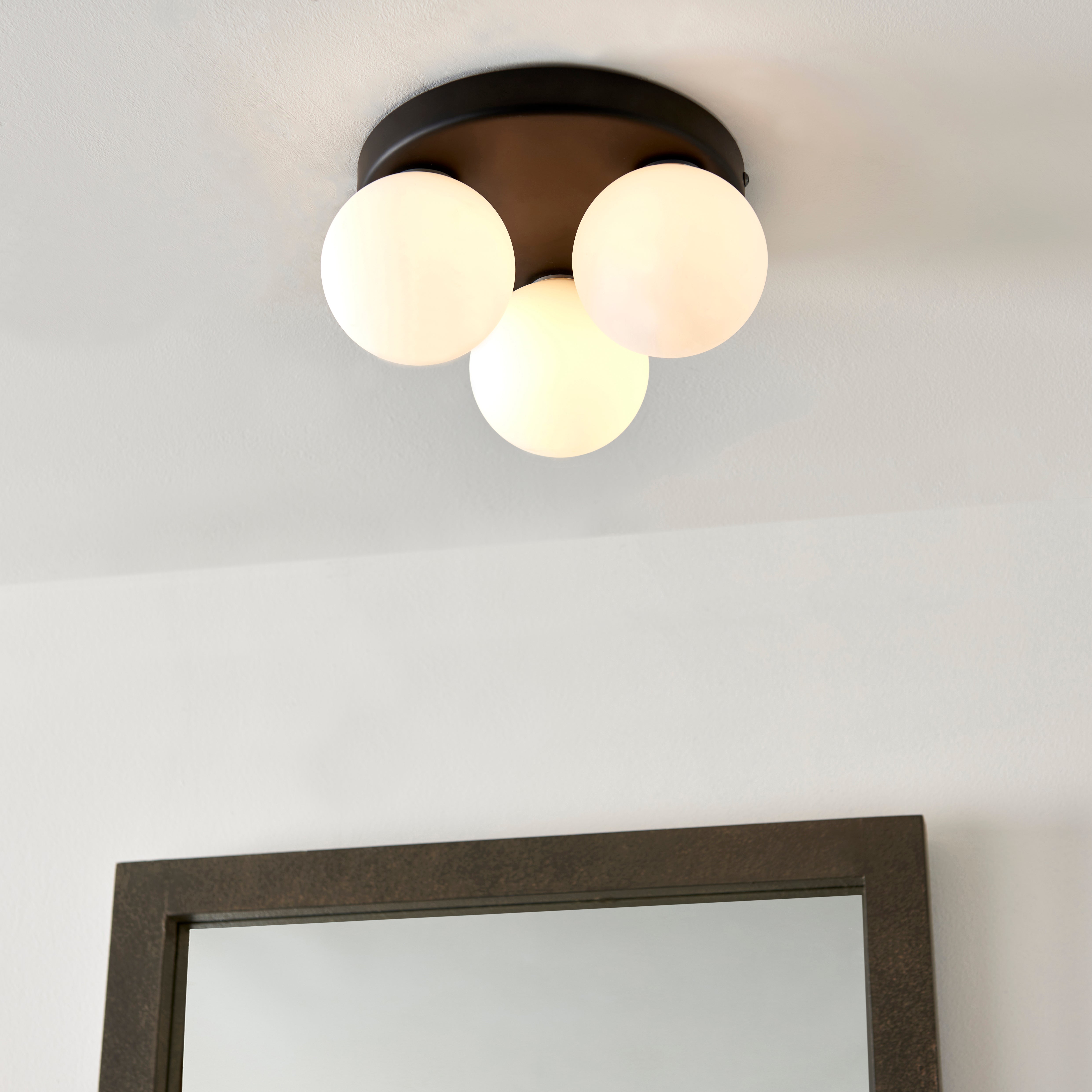 Pagazzi Lighting   Toronto 3 Light IP44 Flush Matte Black Ceiling Light , BrandAlley
