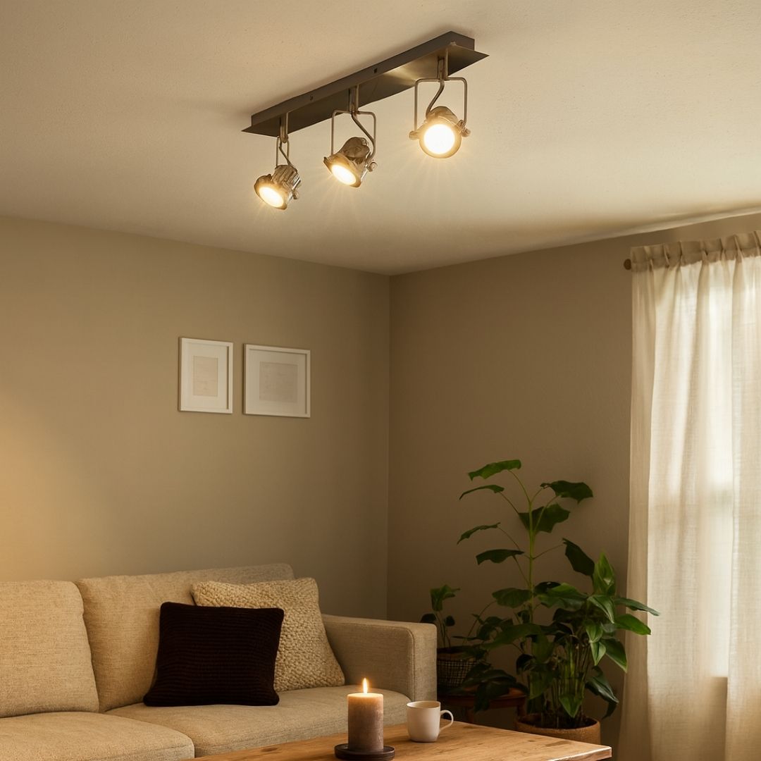 Pagazzi Lighting    Silver Sage Satin Nickel 3 Light Ceiling Spotlight Bar , BrandAlley