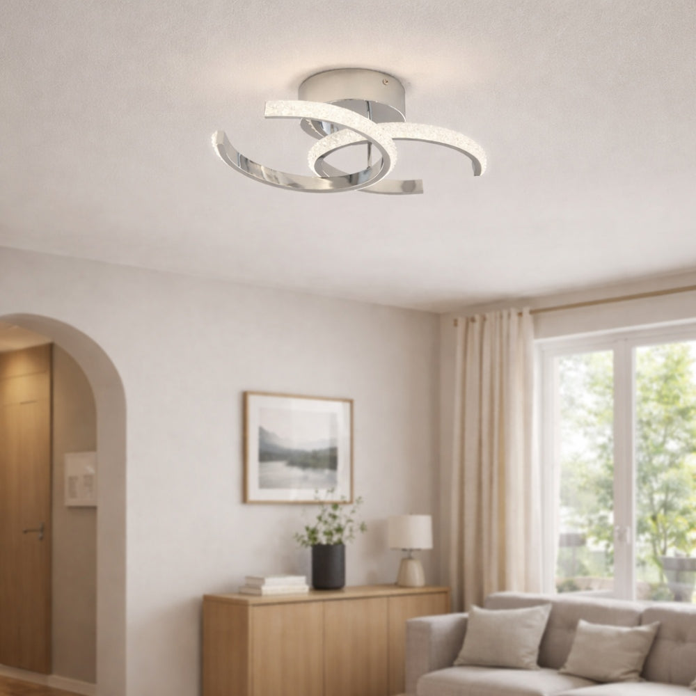 Pagazzi Lighting    Silver Veloria Chrome Led Flush Ceiling Light , BrandAlley