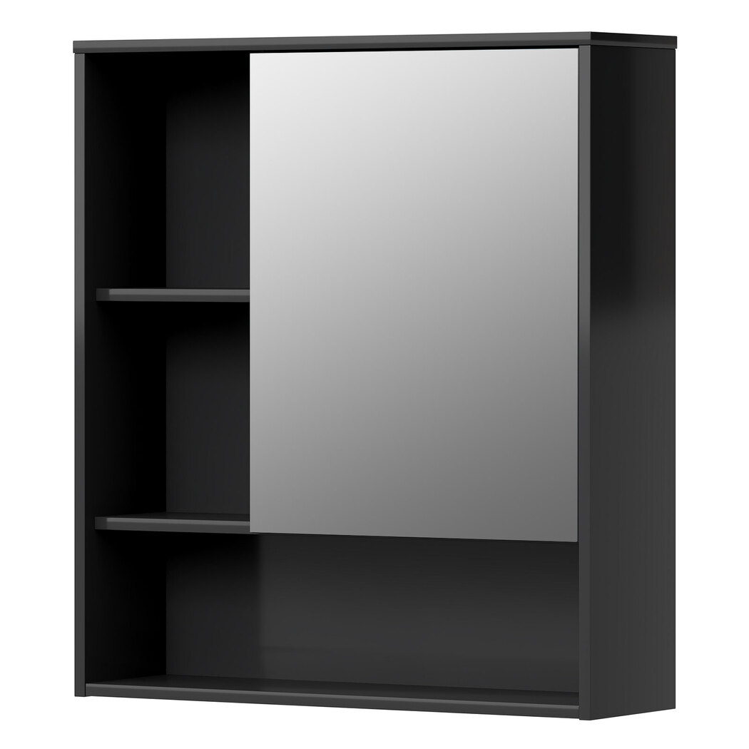 Levede   Bathroom Mirror Cabinet Wall Mounted Storage Cupboard Black Open Shelf , BrandAlley