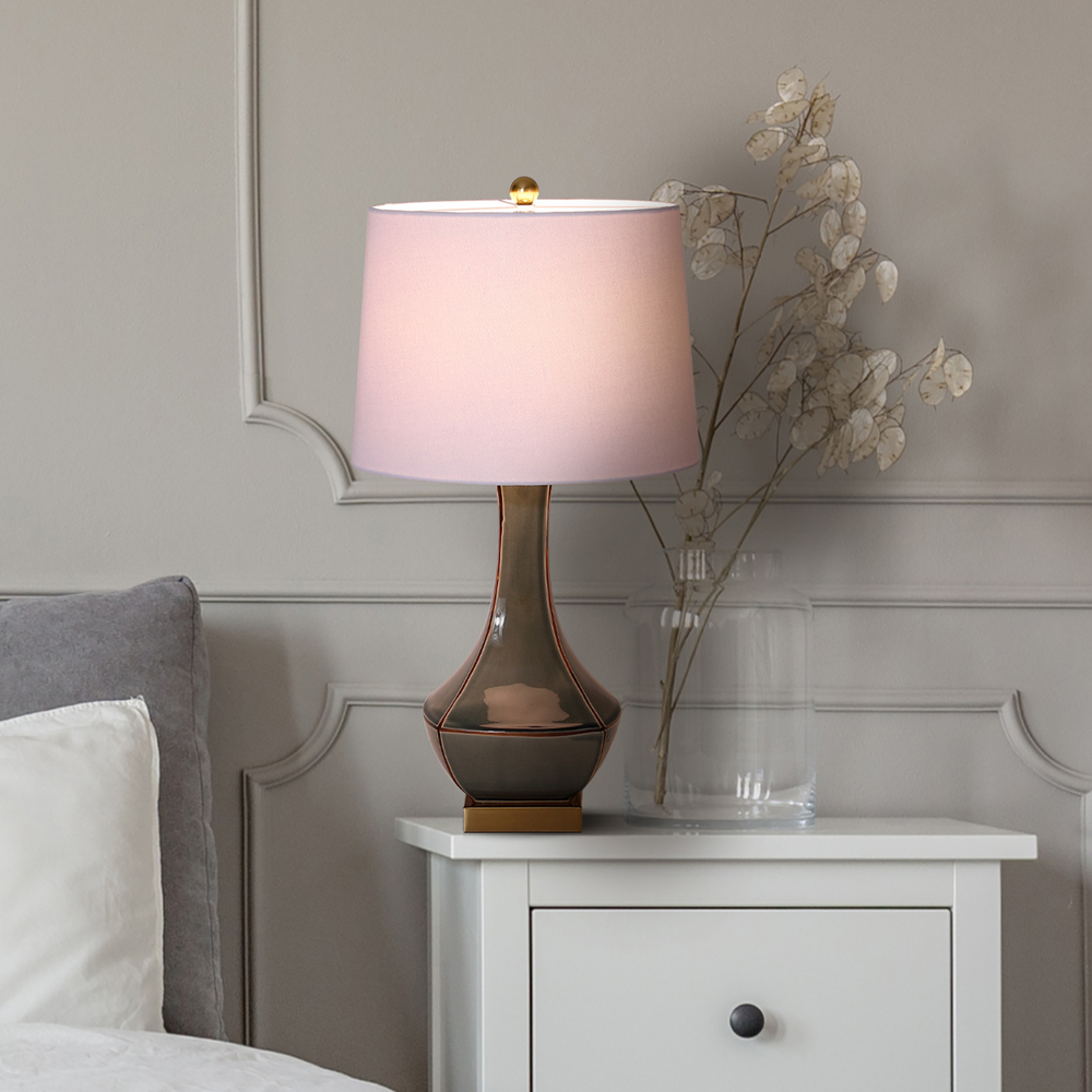 Searchlight   April 1LT Table Lamp-Blue Ceramic & White Linen Shade , BrandAlley