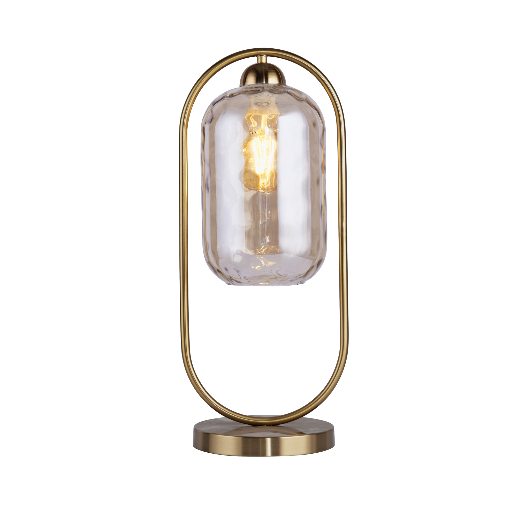 Searchlight   Grace Table Lamp - Satin Brass Metal & Amber Glass , BrandAlley