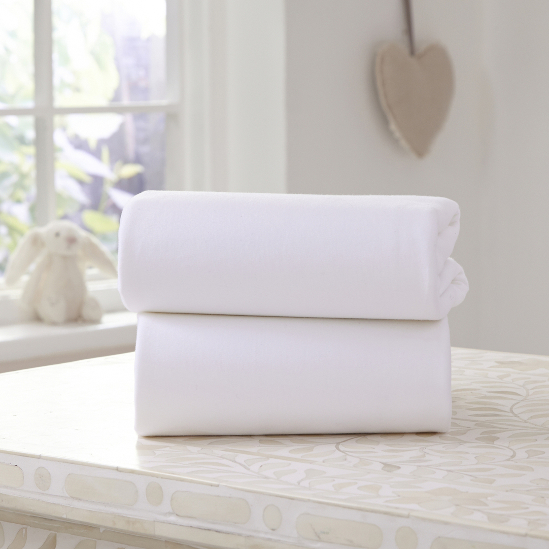 Clair De Lune    White Fitted Sheet Twin Pack in Size Cot, BrandAlley