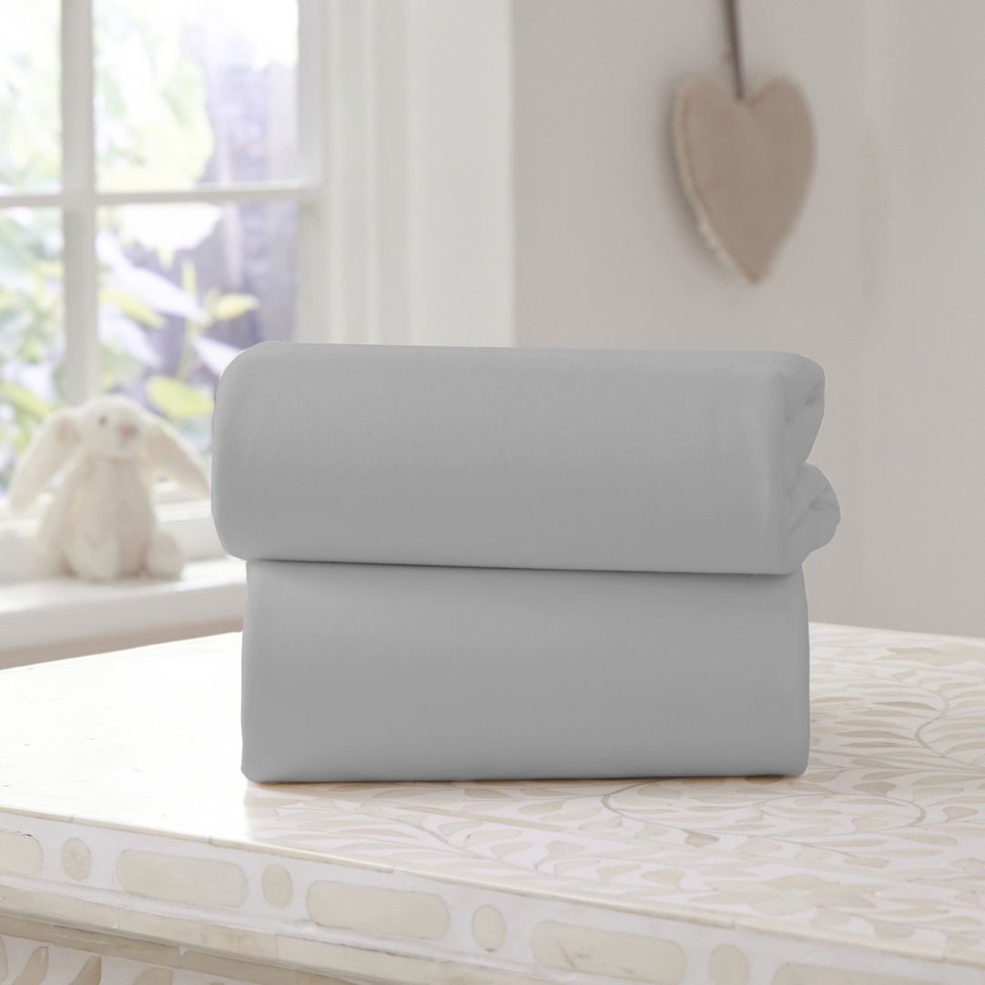 Clair De Lune   Fitted Sheet Twin Pack - Grey in Size Cot, BrandAlley