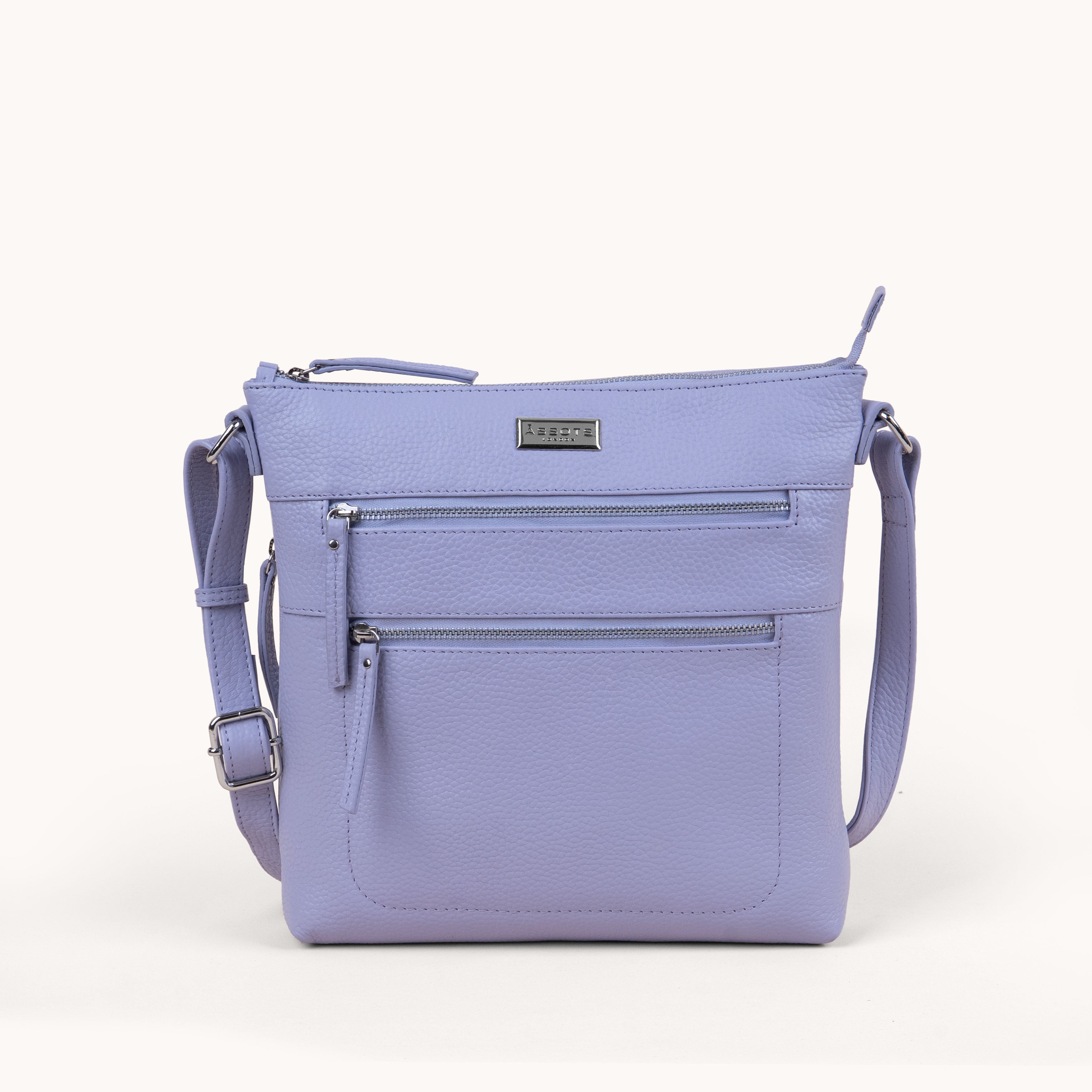 Assots London Women's   Purple 'Cori' Pebble Grain Soft Real Leather Crossbody Bag , BrandAlley