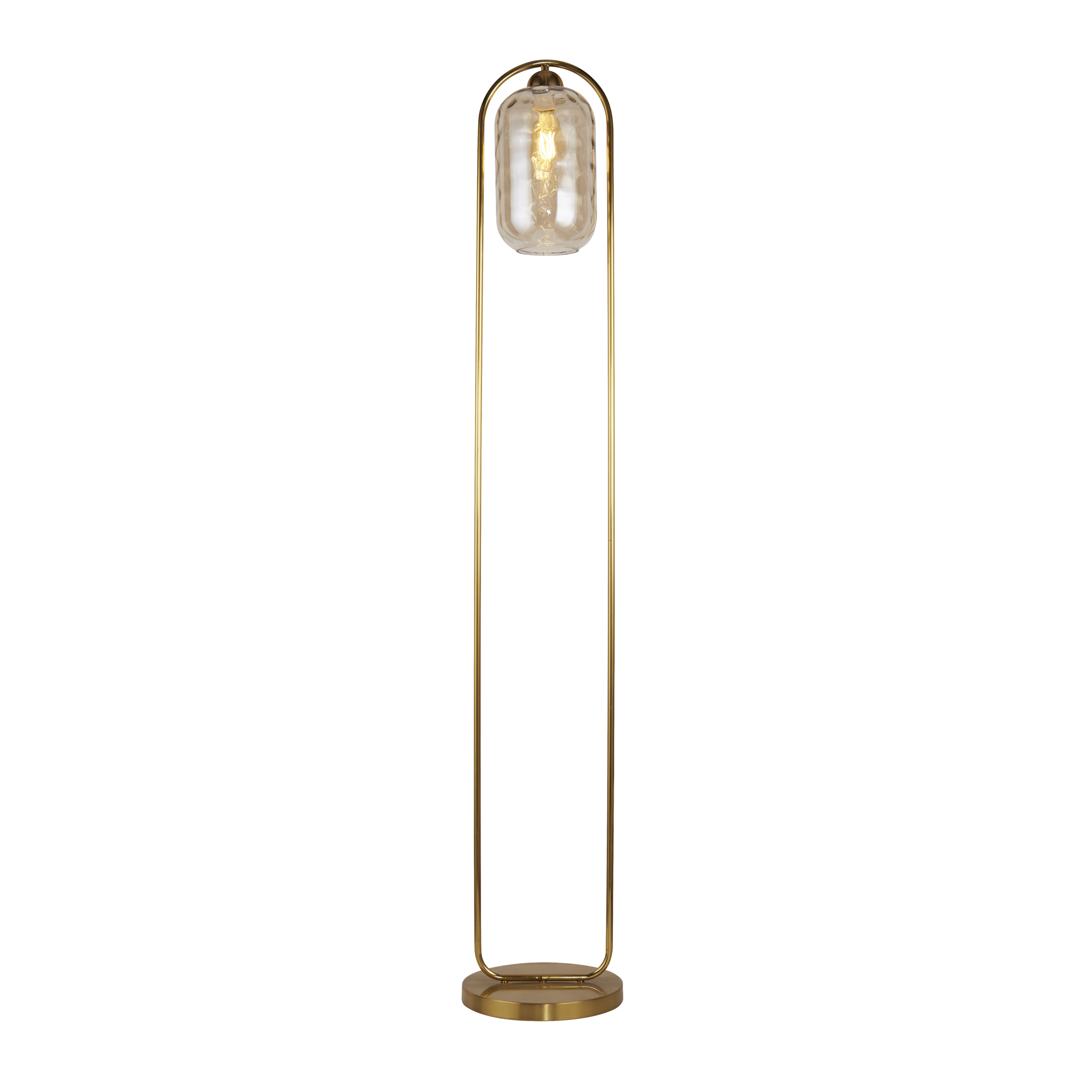 Searchlight   Heather Floor Lamp - Satin Brass Metal & Amber Glass , BrandAlley