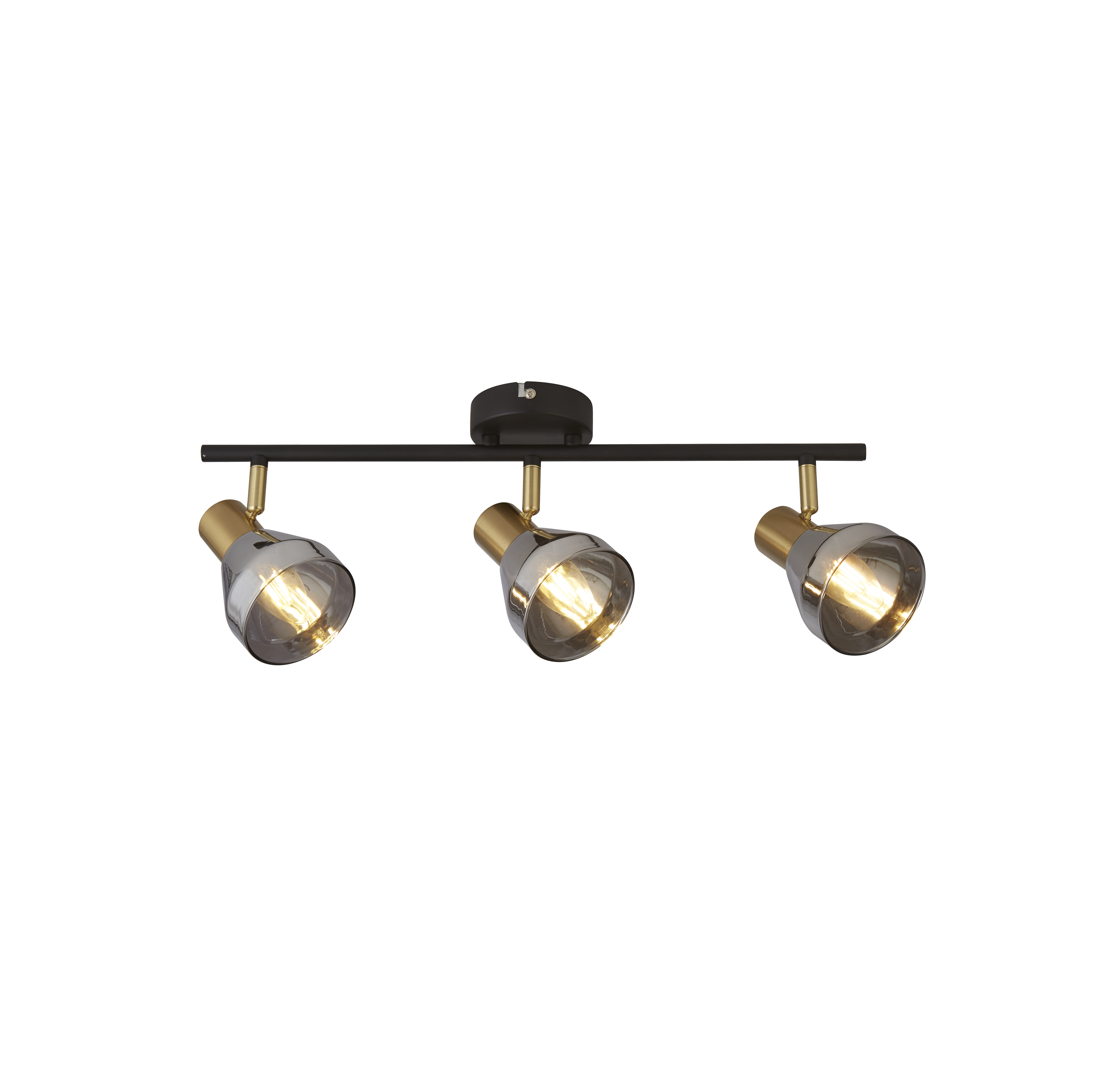 Searchlight    Black Westminster 3Lt Spot- Satin Brass Metal & Smoked Glass , BrandAlley