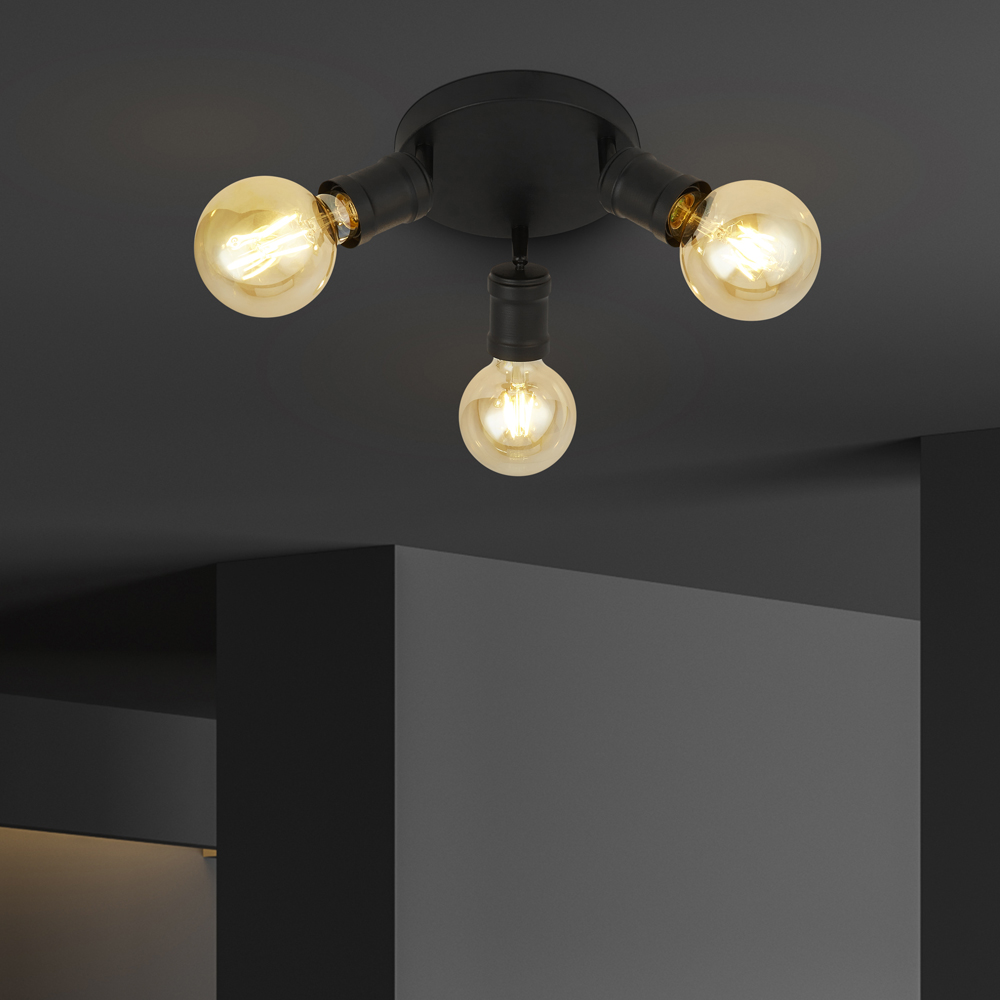 Searchlight   Dance 3Lt Flush - Sand Black Metal , BrandAlley