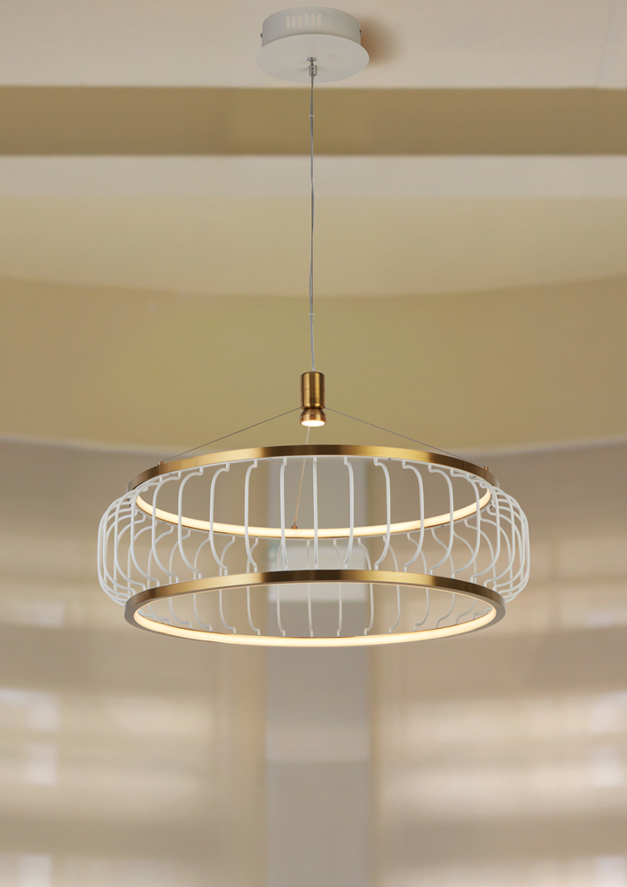 Searchlight   Daisy LED Ceiling Pendant - Satin Brass & White Metal , BrandAlley