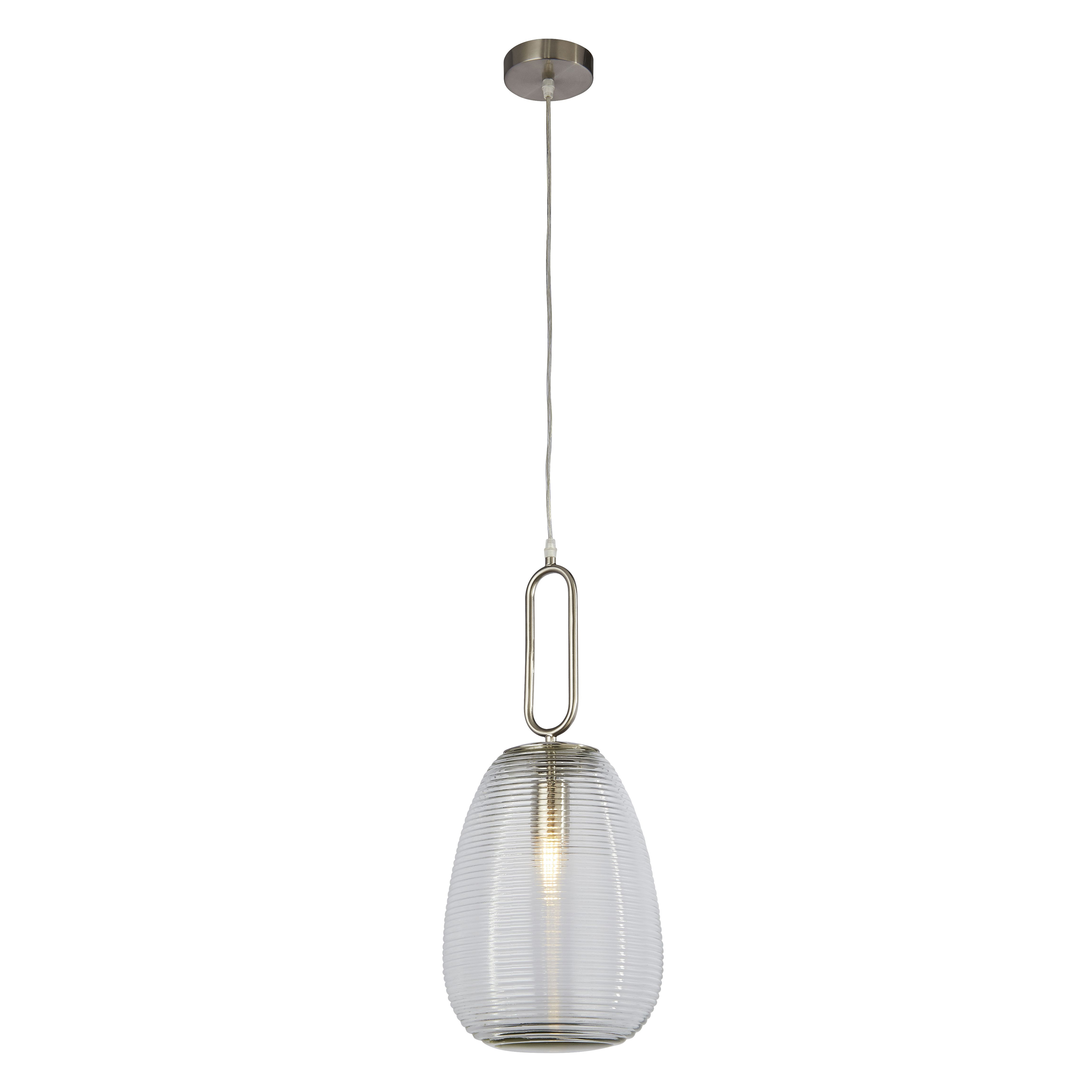 Searchlight   Elixir Pendant - Satin Nickel Metal & Ribbed Glass , BrandAlley
