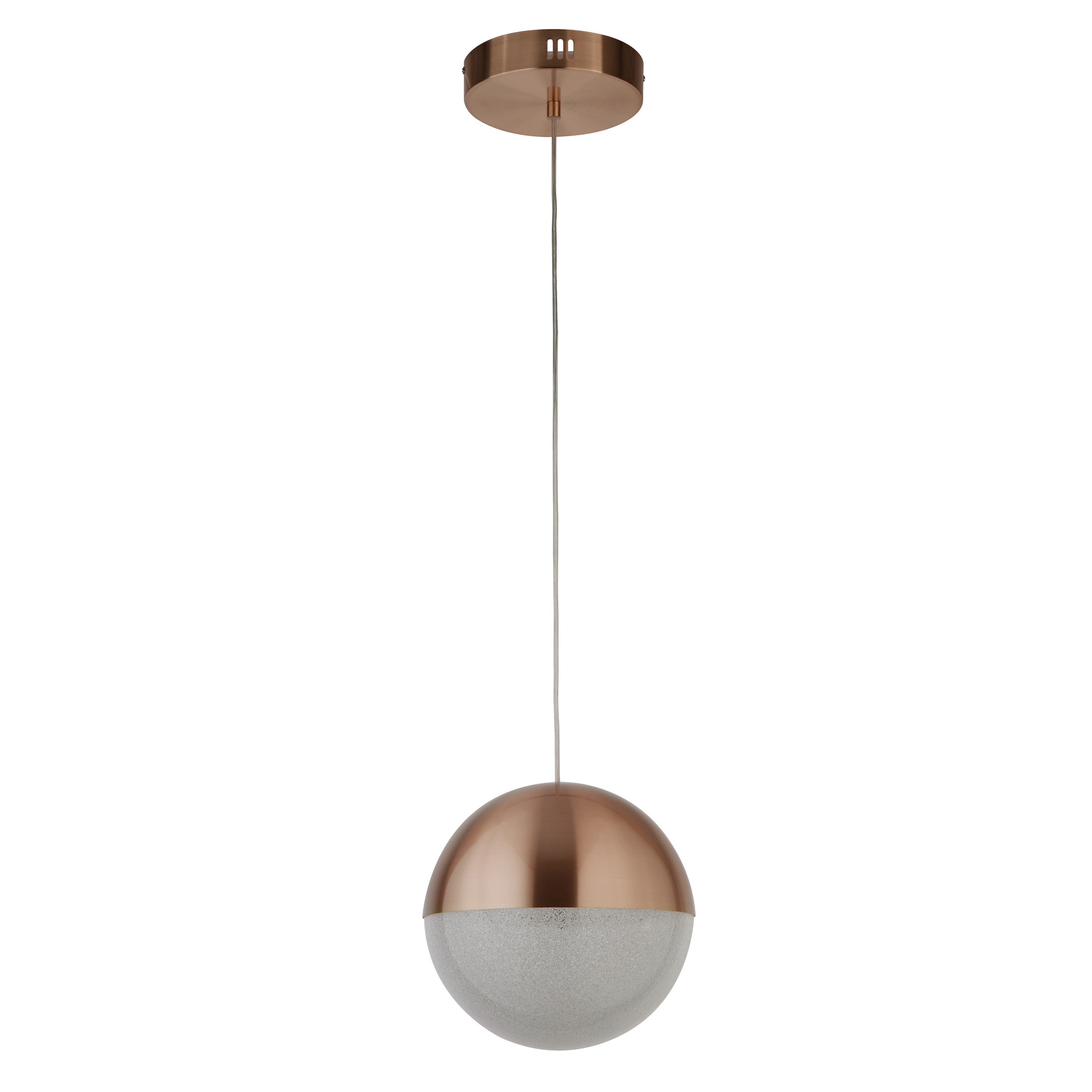 Searchlight   Marbles LED Pendant - Copper Metal & Crushed Ice Shade , BrandAlley
