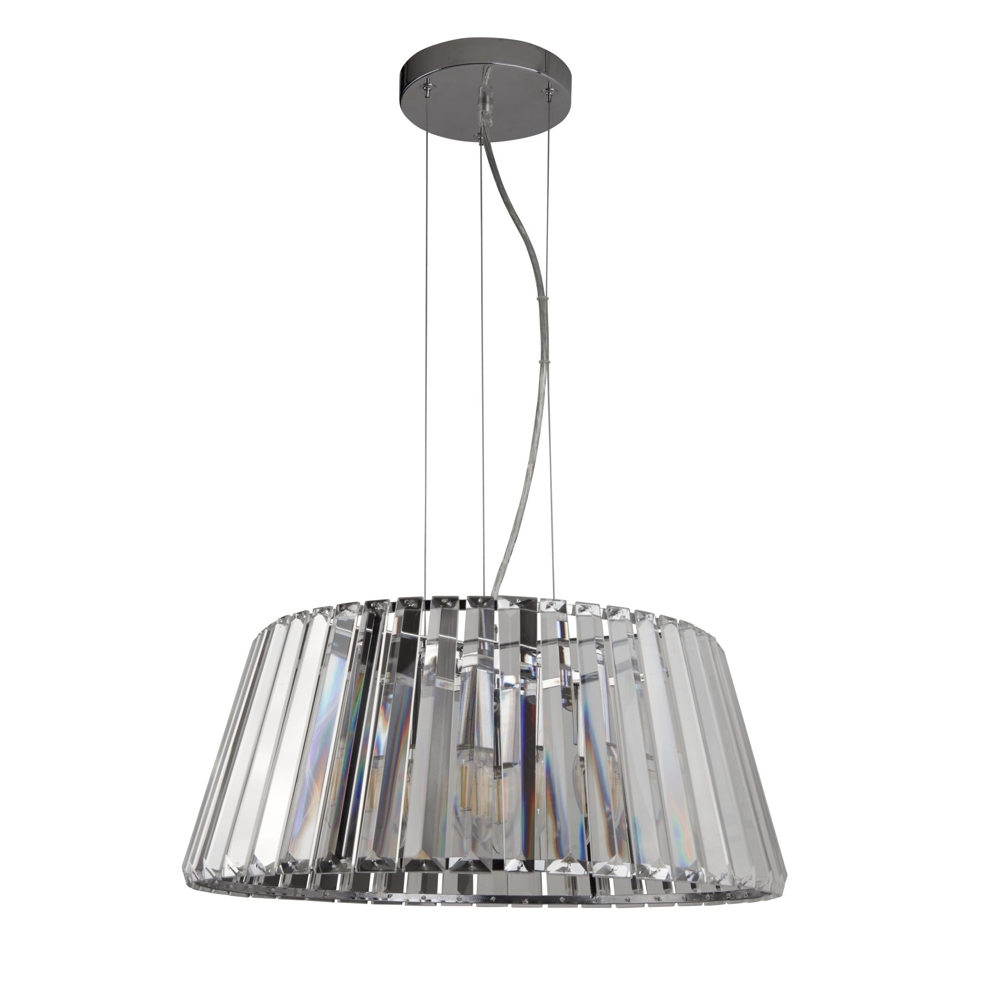 Searchlight   Tiara 5Lt Pendant to Semi-Flush - Chrome Metal & Clear Glass , BrandAlley