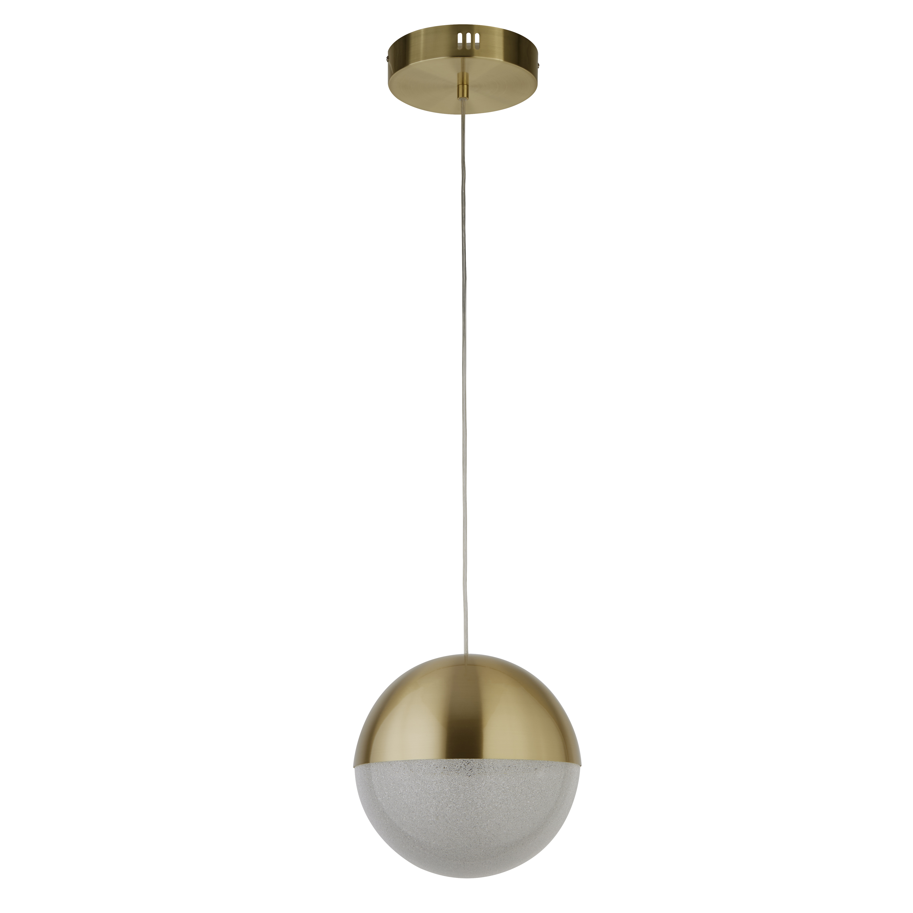 Searchlight   Marbles LED Pendant - Satin Brass Metal & Crushed Ice Shade , BrandAlley
