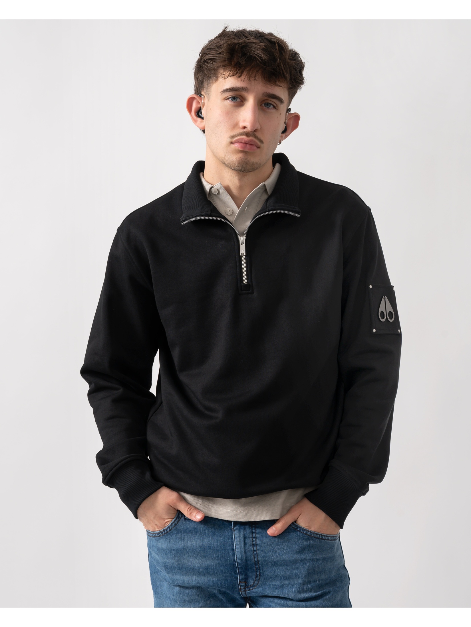 Moose Knuckles Men's  Black Sweatshirt in Size M, BrandAlley