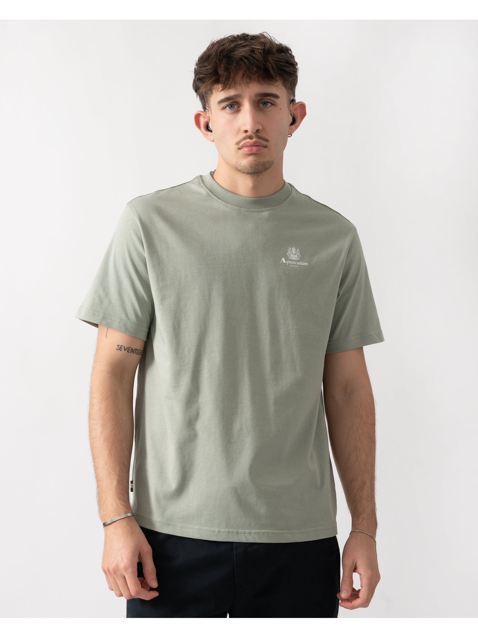 Aquascutum Men's  Sage Green T-Shirt in Size M, BrandAlley