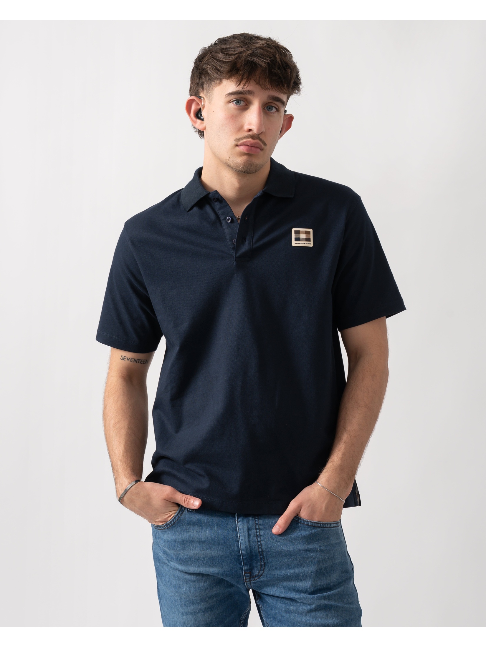 Aquascutum Men's  Dark Blue Polo Shirt in Size XL, BrandAlley