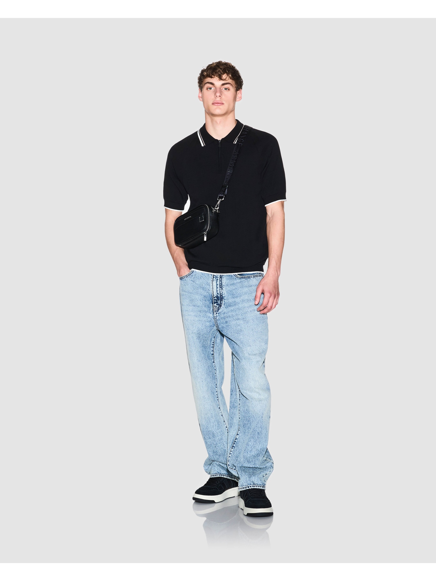 Armani Exchange Men's   Black Polo Shirt in Size XL, BrandAlley