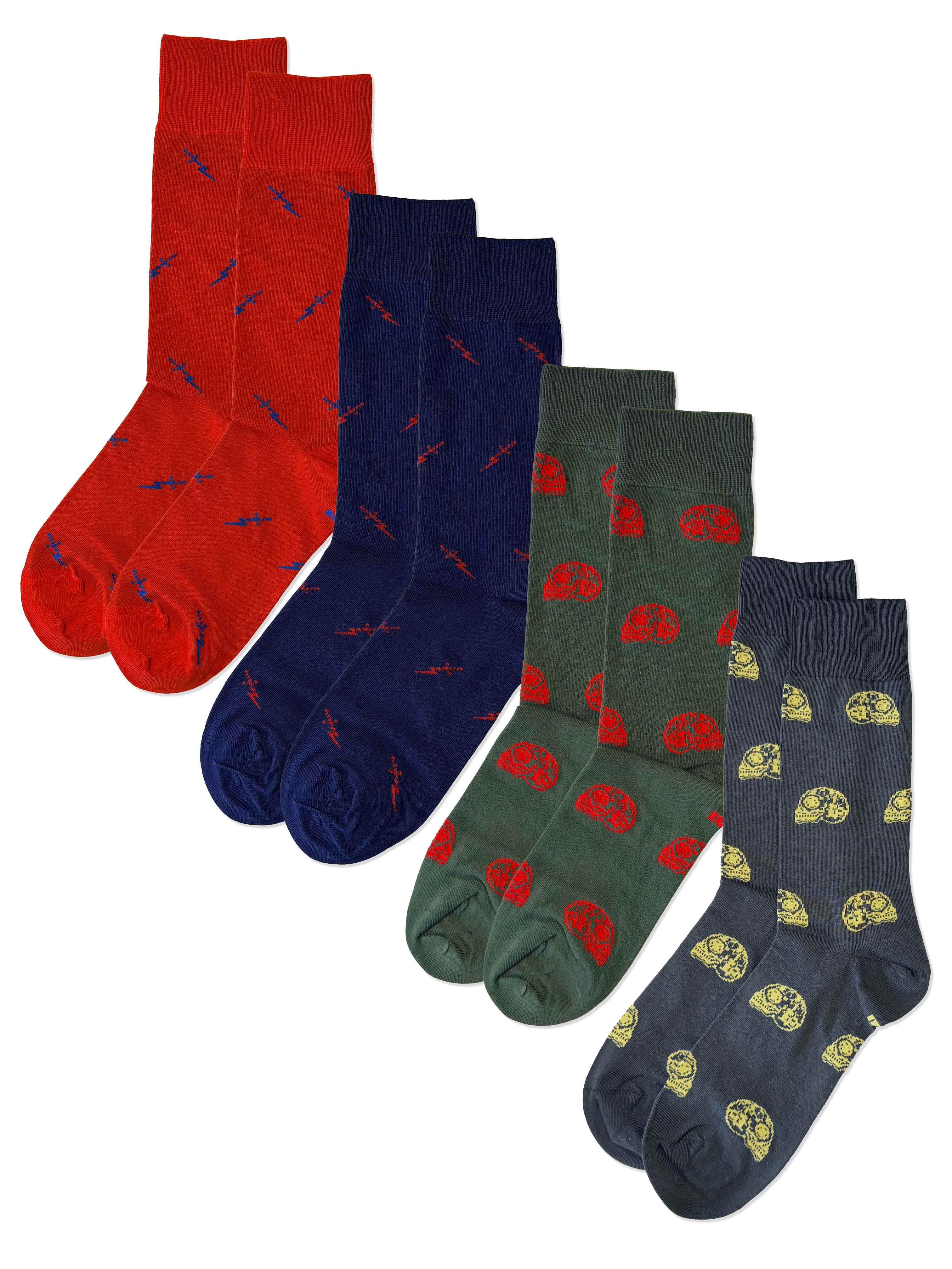 JEMSOX Men's    The Rebel Collection - 4 Pack Patterned Novelty Socks in Size 7-11, BrandAlley