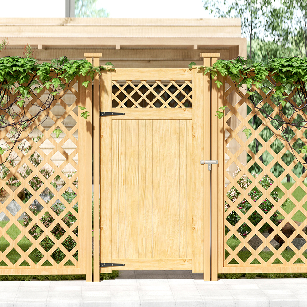Living and Home   90cm W x 180cm H Diyspace Rhombus Garden Wood Fence Gate - Natural , BrandAlley