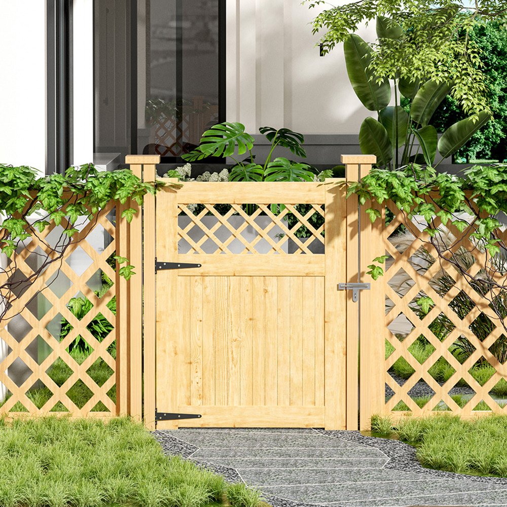 Living and Home   90cm W x 120cm H Diyspace Rhombus Garden Wood Fence Gate - Natural , BrandAlley
