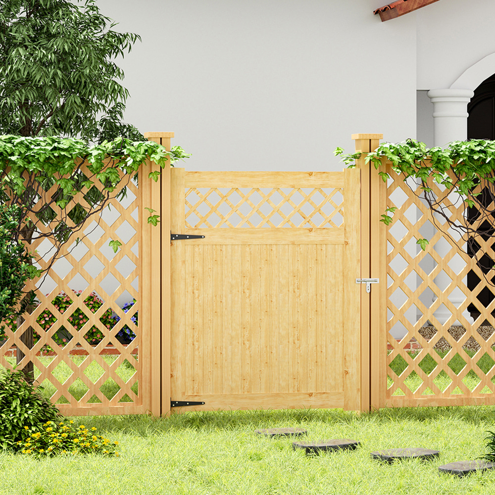 Living and Home   120cm W x 150cm H Diyspace Rhombus Garden Wood Fence Gate - Natural , BrandAlley