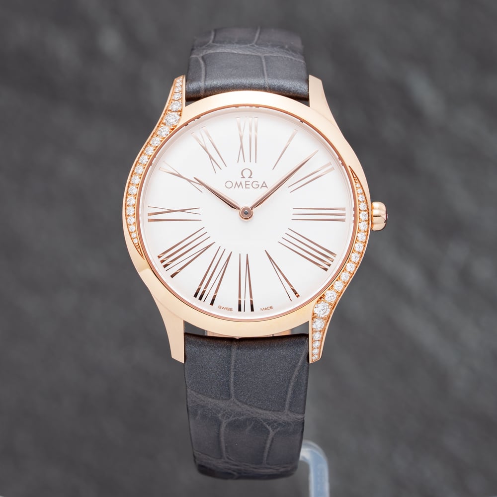 Pre-Loved Omega Men's   White Ladies De Ville Tresor 18Ct Rose Gold Leather Strap Watch 428.58.36.60.02.001 , BrandAlley