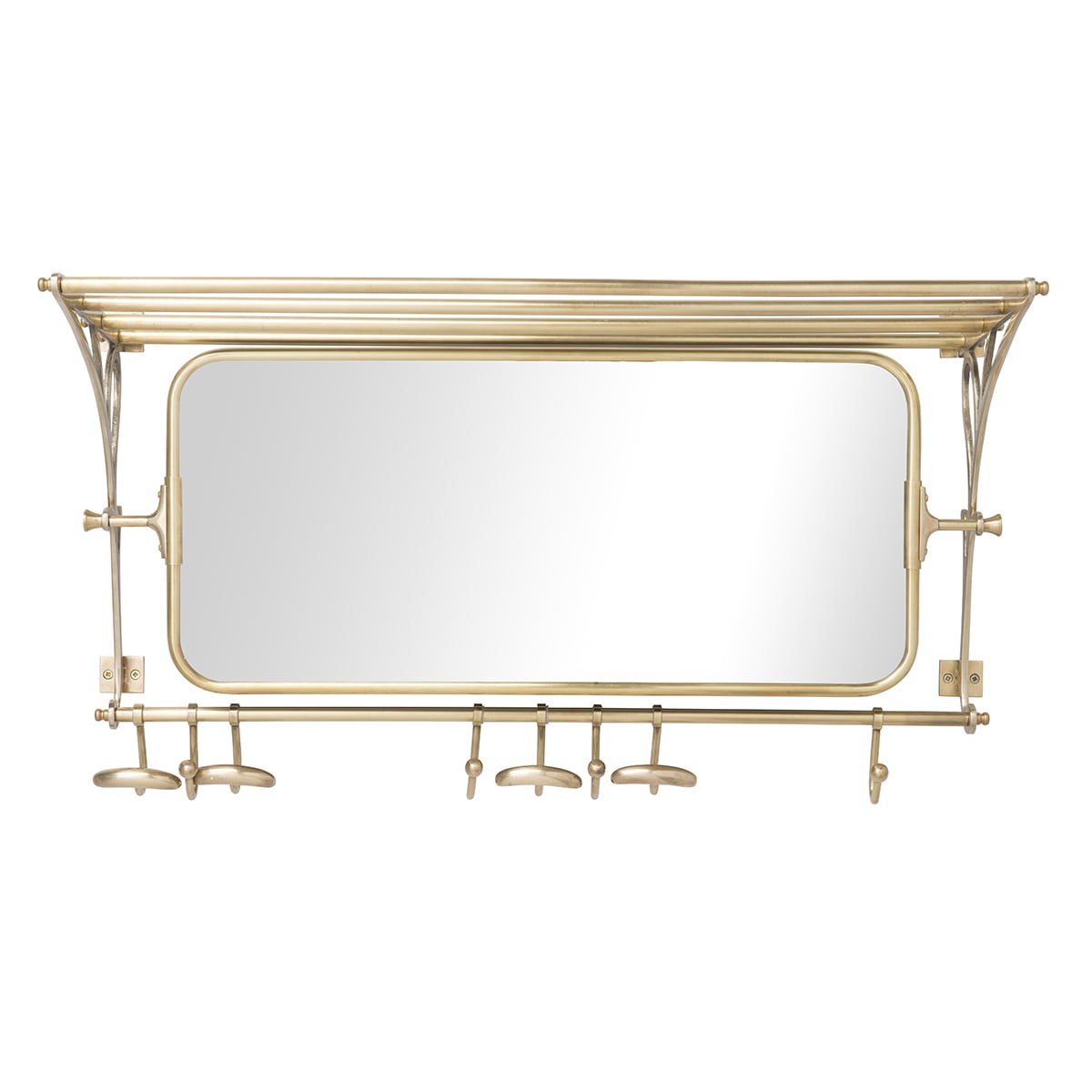 Signature   Brass Coat Rack with Mirror and 1-Tier Shelf , BrandAlley