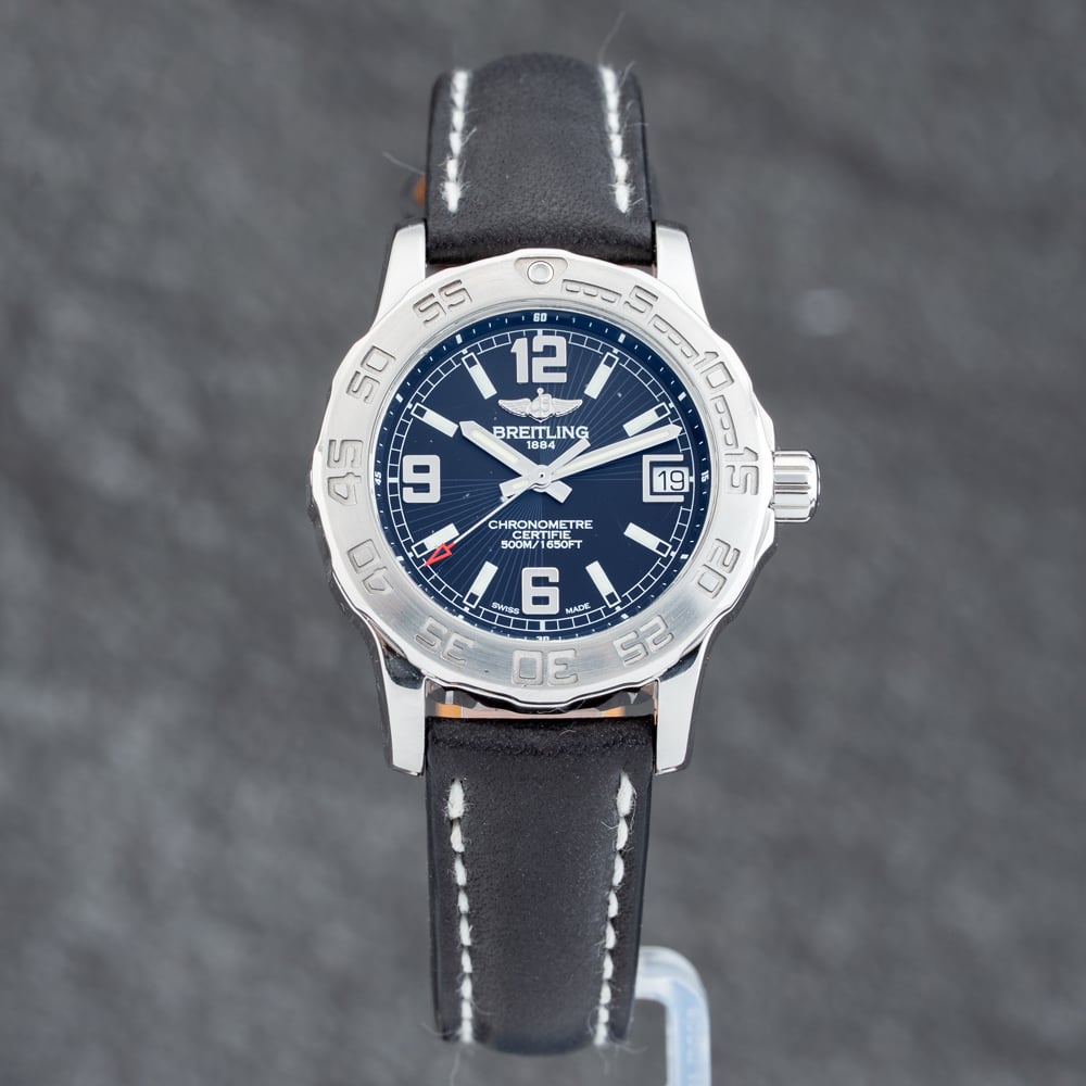 Pre-Loved Breitling Men's   Black Ladies Colt Leather Strap Watch A77387 , BrandAlley