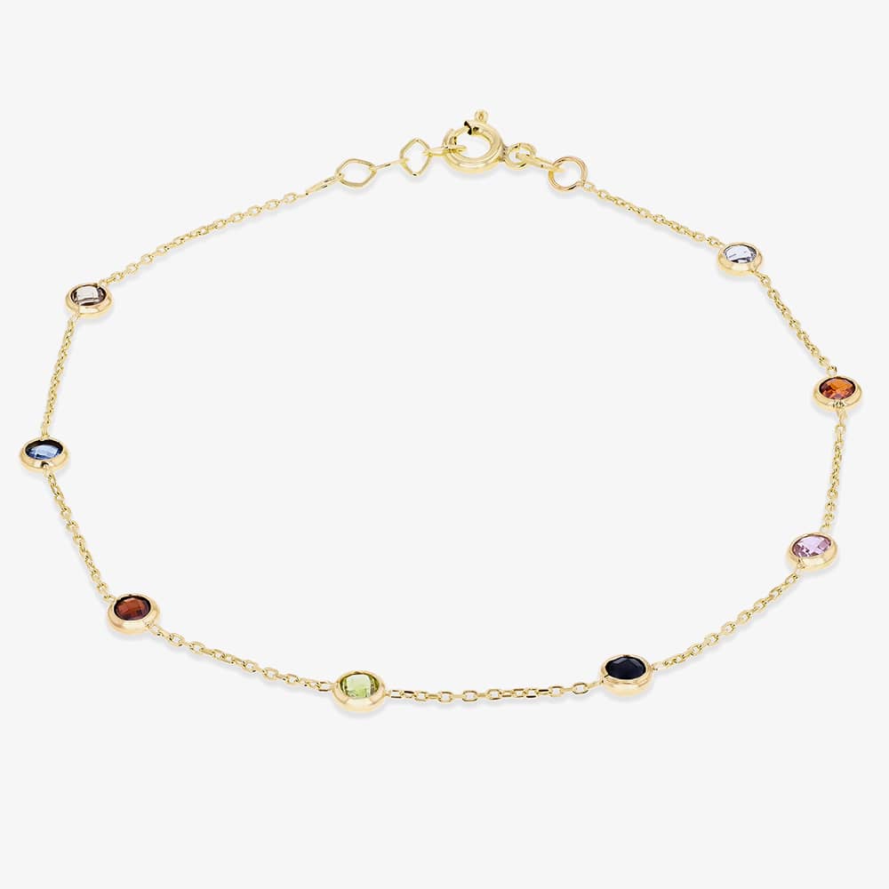 T.H.Baker Women's  9ct Yellow Gold  Coloured Cubic Zirconia Bracelet 1.29.1962 , BrandAlley