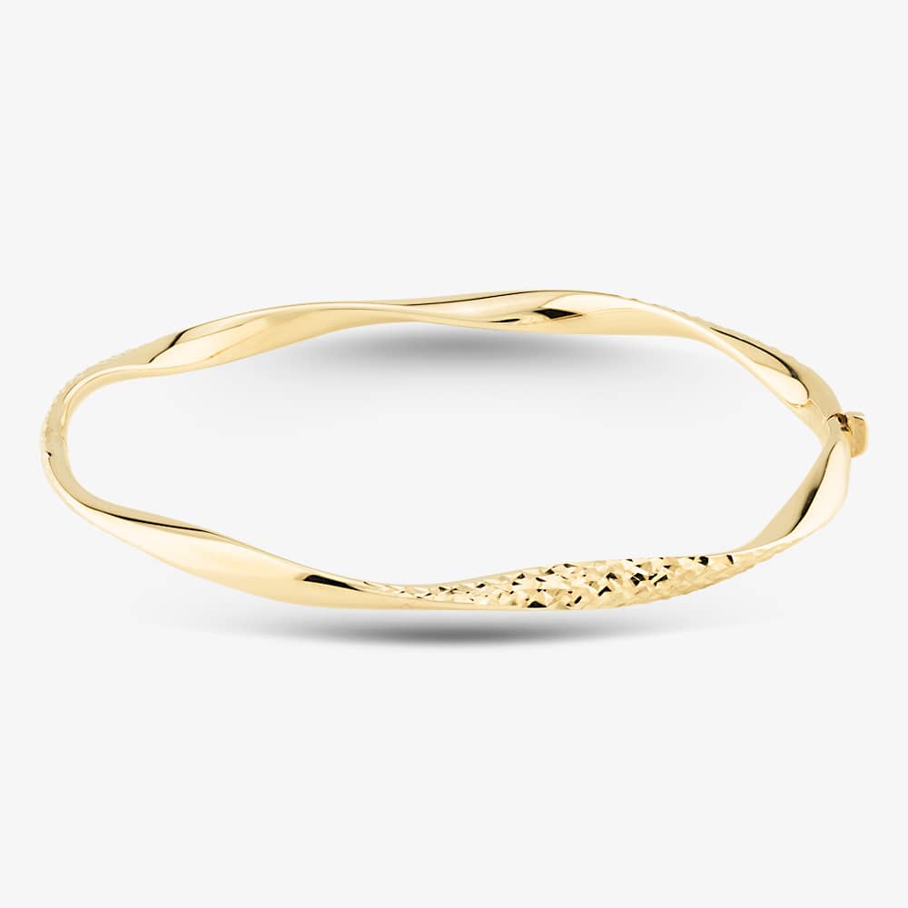 T.H.Baker Women's   Gold 9Ct Yellow Diamond-Cut Twist Hinged Bangle Bn486 , BrandAlley