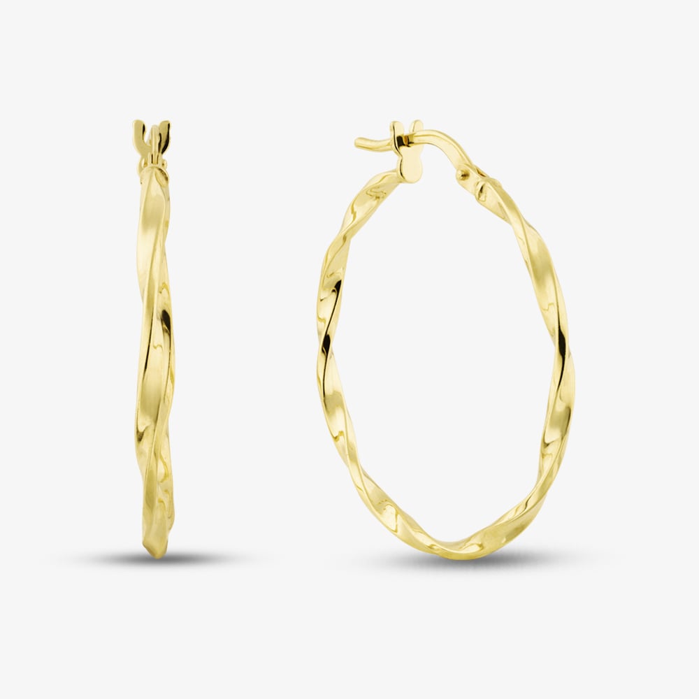 T.H.Baker Women's  Silver Gold Plated 30mm Twist Hoop Earrings S3461 , BrandAlley